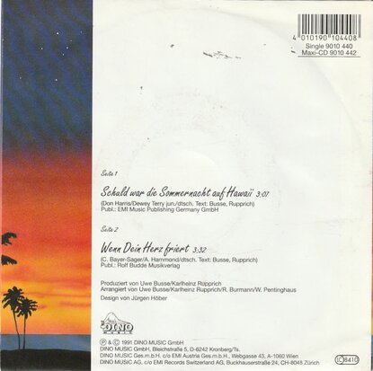 Flippers - Schuld war die sommernacht auf hawaii + Wenn dein herz friert (Vinylsingle)