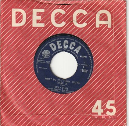 Billy Fury - Like I've Never Been Gone + What Do You Think You're Doing Of (Vinylsingle)