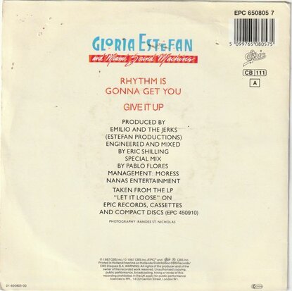 Gloria Estefan - Rhythm is gonna get you + Give it up (Vinylsingle)
