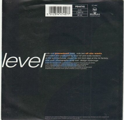 Level 42 - Guaranteed + All she wants (Vinylsingle)