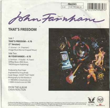 John Farnham - That's freedom + In your hands (Vinylsingle)