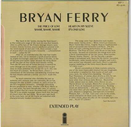 Bryan Ferry - The price of love (EP) (Vinylsingle)
