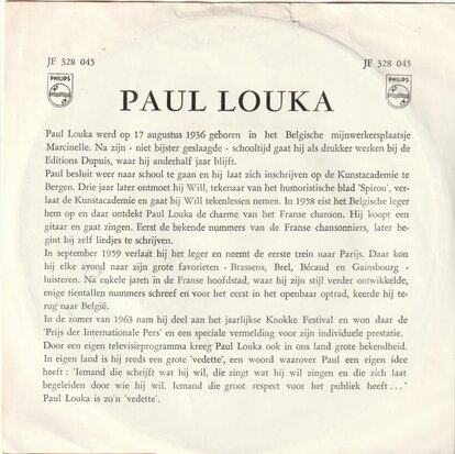 Paul Louka - Toi + Et tant pis (Vinylsingle)