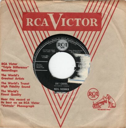 Neil Sedaka - Oh Carol + One way ticket (Vinylsingle)