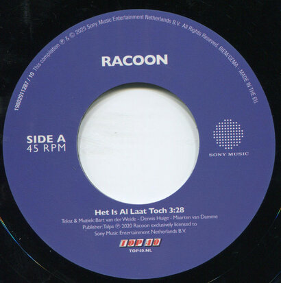 Racoon - Het Is Al Laat Toch + (live in Rotterdam) (Vinylsingle)