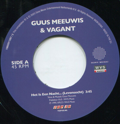 Guus Meeuwis & Vagant - Het Is Een Nacht (levensecht ) + (live) (Vinylsingle)