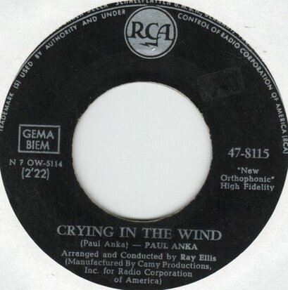 Paul Anka - Crying in the wind + Love (Vinylsingle)