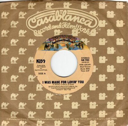 Kiss - I was made for lovin' you + Hard times (Vinylsingle)