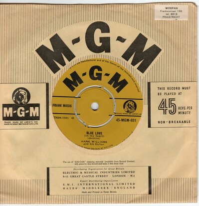 Hank Williams - Blue Love + Singing Waterfall (Vinylsingle)