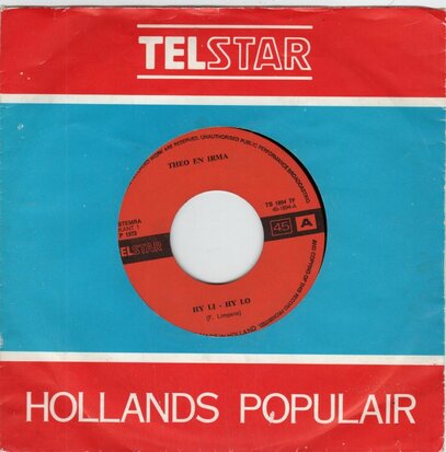 Theo & Irma - Hy li Hy lo + Lieveling kom vanavond (Vinylsingle)
