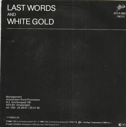 Ten Sharp - Last words + White gold (Vinylsingle)