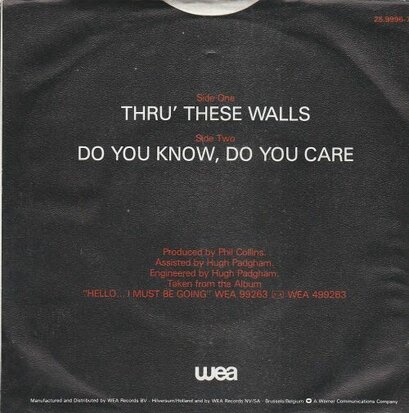 Phil Collins - Thru' these walls + Do you know. do you care (Vinylsingle)