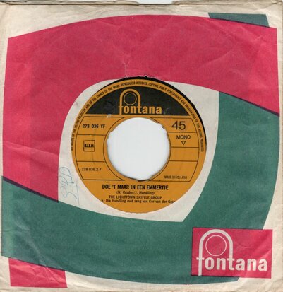 Lighttown Skiffle Group - Doe 't maar in een emmertje + He Zusje (Vinylsingle)