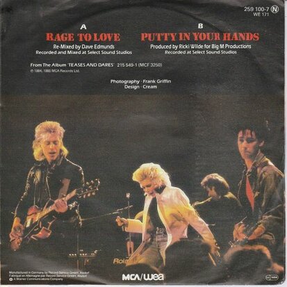 Kim Wilde - Rage to love + Putty in your hands (Vinylsingle)