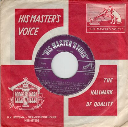 Johnny Jordaan - Moeder, Ik ben toch zo blij als U lacht + Hou altijd je moeder in ere (Vinylsingle)