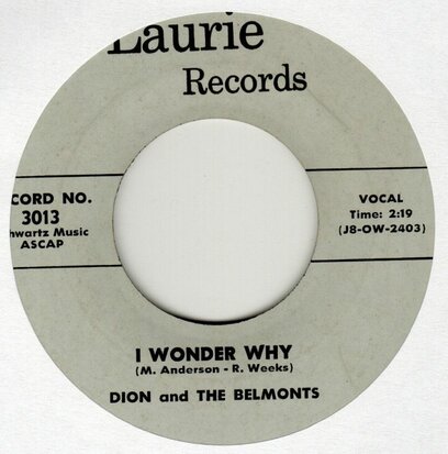 Dion & the Belmonts - I wonder why + Teen angel (Vinylsingle)