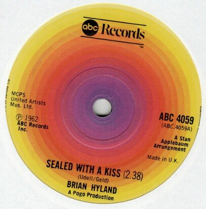 Brian Hyland - Sealed with a kiss + Ginny come lately (Vinylsingle)