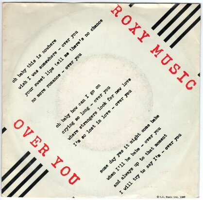 Roxy Music - Over you + Manifesto (Vinylsingle)