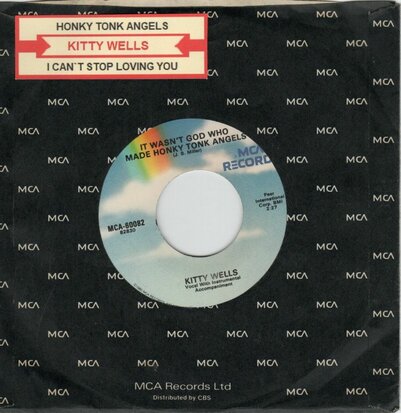 Kitty Wells - It wasn't God who made honky tonk angels + I can't stop loving you (Vinylsingle)