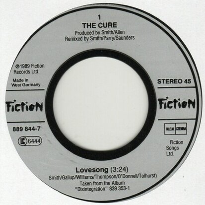 The Cure - Lovesong + 2 late (Vinylsingle)