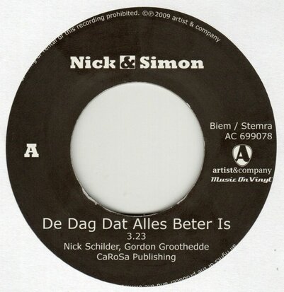 Nick en Simon - De dag dat alles beter is + De Soldaat (Vinylsingle)