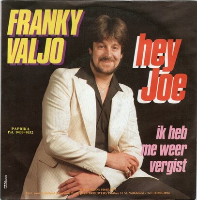 Franky Valjo - Hey Joe + Ik heb me weer vergist (Vinylsingle)