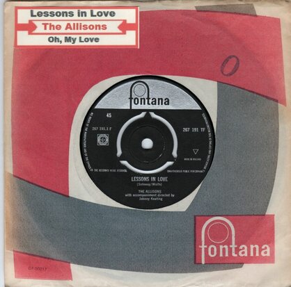 Allisons - Lessons In Love + Oh, My Love (Vinylsingle)