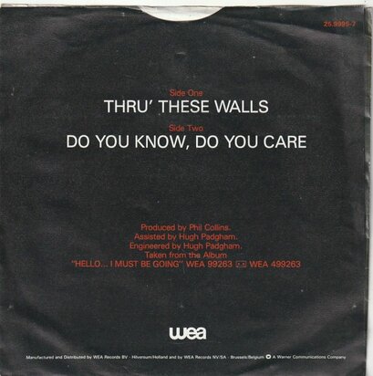 Phil Collins - Thru' these walls + Do you know. do you care (Vinylsingle)