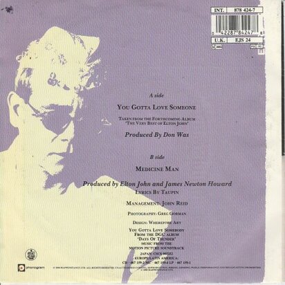 Elton John - You gotta love someone + Medicine man (Vinylsingle)