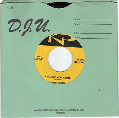 Ralph Jerome - I Believe You Cared + Rockhouse (Vinylsingle)