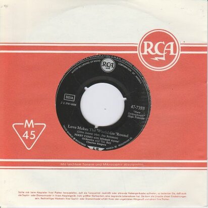 Perry Como - Mandolins in the moonlight + Love makes the world go round (Vinylsingle)