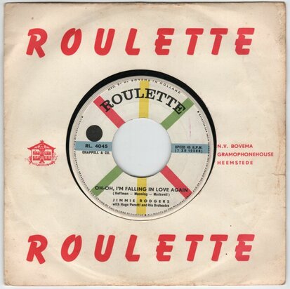 Jimmie Rodgers - The long hot summer + Oh-oh. I'm falling in love again (Vinylsingle)