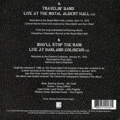 Creedence Clearwater Revial - Travelin' Band (Live) + Who'll Stop The Rain (live) (Vinylsingle)