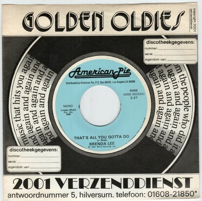 Brenda Lee - That's All You Gotta Do + Emotions (Vinylsingle)