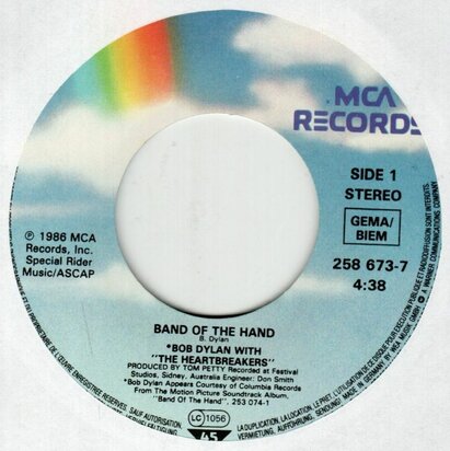 Bob Dylan - Band of the hand + Theme from Joe's Death (Vinylsingle)