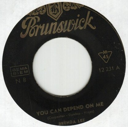 Brenda Lee - It's Never Too Late + You Can Depend On Me (Vinylsingle)