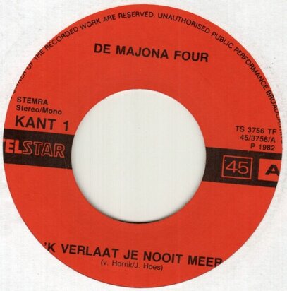 Majona Four - Ik verlaat je nooit meer + Ik wil met jou naar de zon. Yvonne (Vinylsingle)