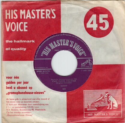 Conny Froboess - Zwei kleine Italiener + Hallo, hallo, hallo (Vinylsingle)