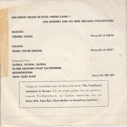 Jan Burgers and his New Orleans Syncopators - Midnight In Moscow  (EP) (Vinylsingle)