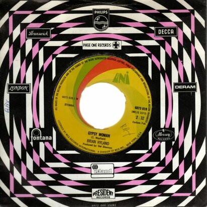 Brian Hyland - Gypsy woman + You and me (Vinylsingle)
