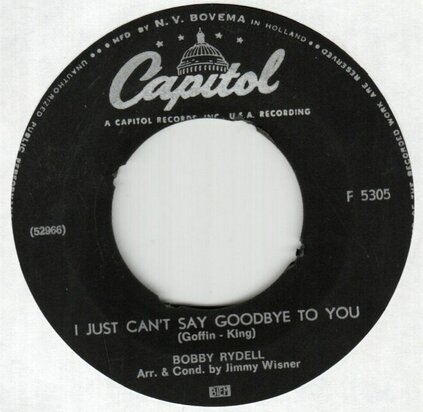 Bobby Rydell - I Just Can't Say Goodbye + Two Is The Loneliest Number (Vinylsingle)