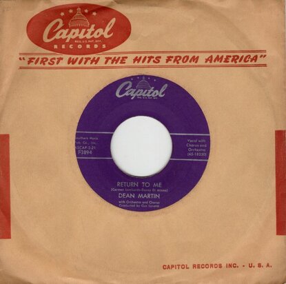 Dean Martin - Return to me + Forgetting you (Vinylsingle)