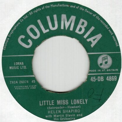 Helen Shapiro - Little Miss Lonely + I don't Care (Vinylsingle)