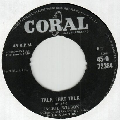 Jackie Wilson - Talk That Talk + Only you, only me (Vinylsingle)