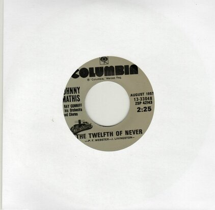 Johnny Mathis - The twelfth of never + Wonderful wonderful (Vinylsingle)