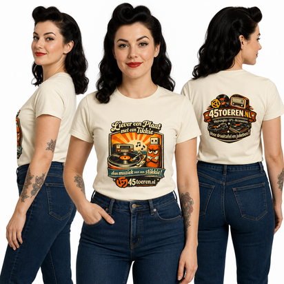 T-Shirt Beige maat XL "Liever een plaat met een tikkie"