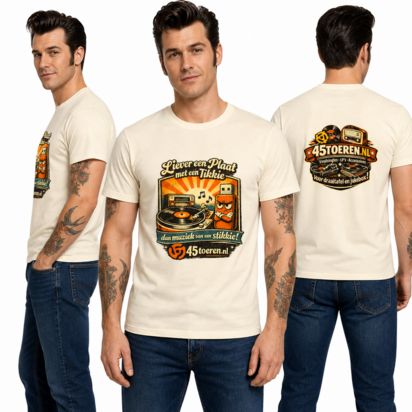 T-Shirt Beige maat XL "Liever een plaat met een tikkie"
