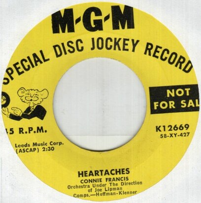 Connie Francis - Heartaches  +  I Miss You So (Vinylsingle)