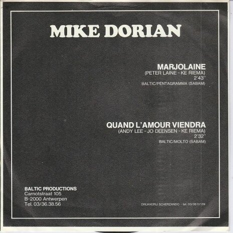 Mike Dorian - Marjolaine + Quand L,amour Viendra (Vinylsingle)