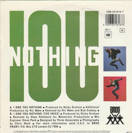 Bros - I owe you nothing + The Voice (Vinylsingle)